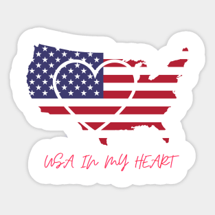 USA in My Heart Sticker